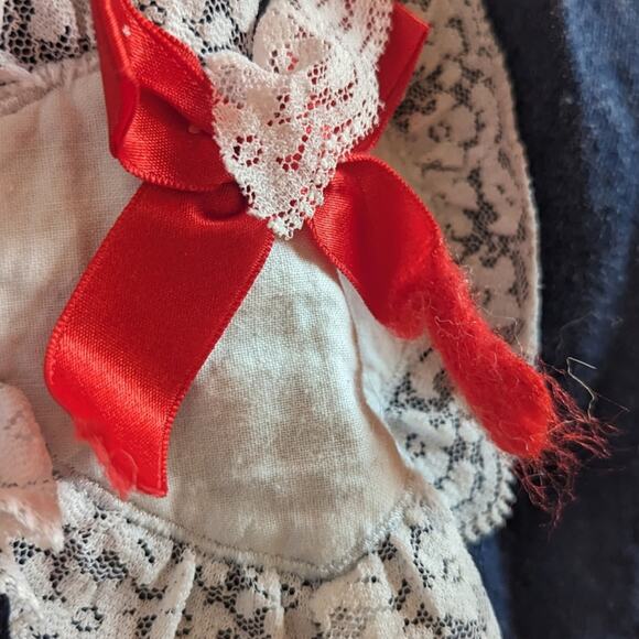 Vtg 90s Hopscotch Jumpsuit Baby Girls Sz 12m Denim Bows Romper - Picture 4 of 6